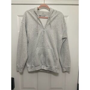 Olive Lynn DO IT BECAUSE IT MAKES YOU HAPPY Zip Up Hoodie Size M Gray Inspiring